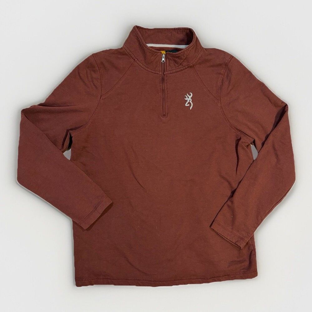 Browning Men's Fleece Pullover 1/4 Zip Jacket Large Maroon Nice Outdoor Activity